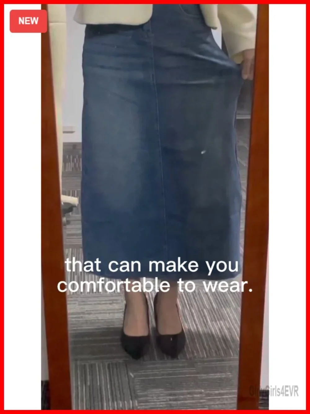 Long Denim Maxi Skirt A-Line High Waist with Pockets Stretchy